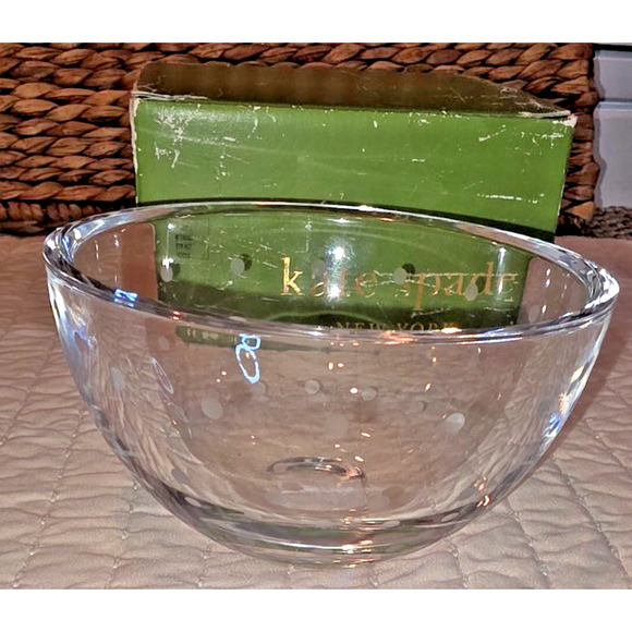 Kate Spade Lenox Larabee Dot Round Bowl 6" Lead Crystal Polka Dot Modern Elegant - Picture 6 of 7
